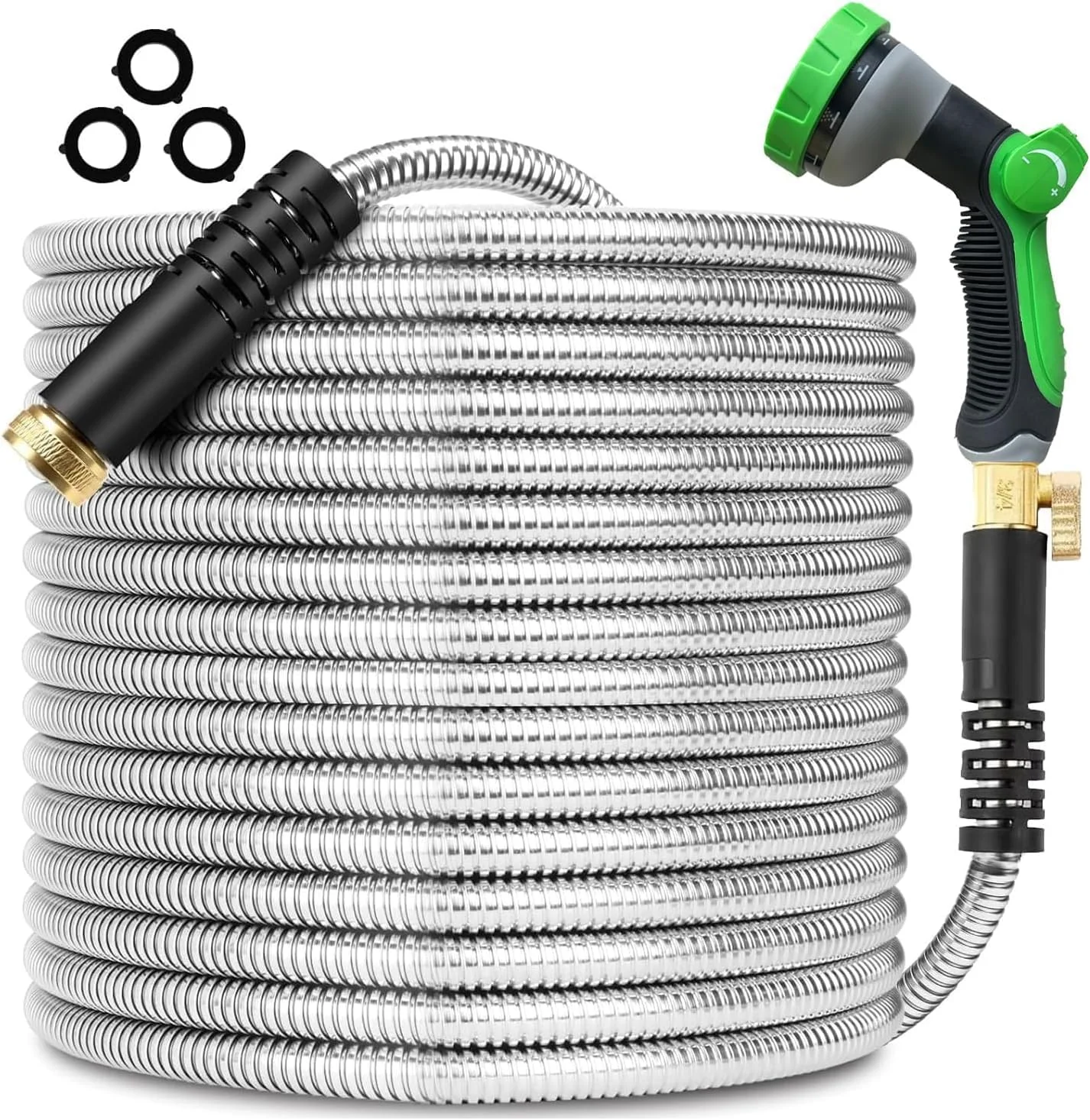 Garden-Hose 200ft x 5/8 in Heavy Duty, Flexible and Lightweight Water Hose, Burst 600 psi, 3/4'' Solid Metal Fittings