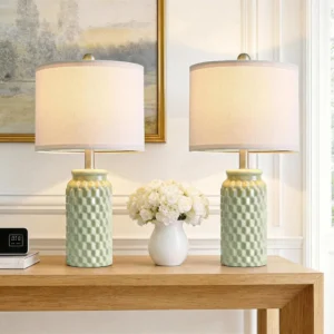 Alternative view of Vortether 20.5 Small Bedside Lamps Set of 2 with 5FT Cord, Green Ceramic Modern Farmhouse Table Lamps for Nightstand