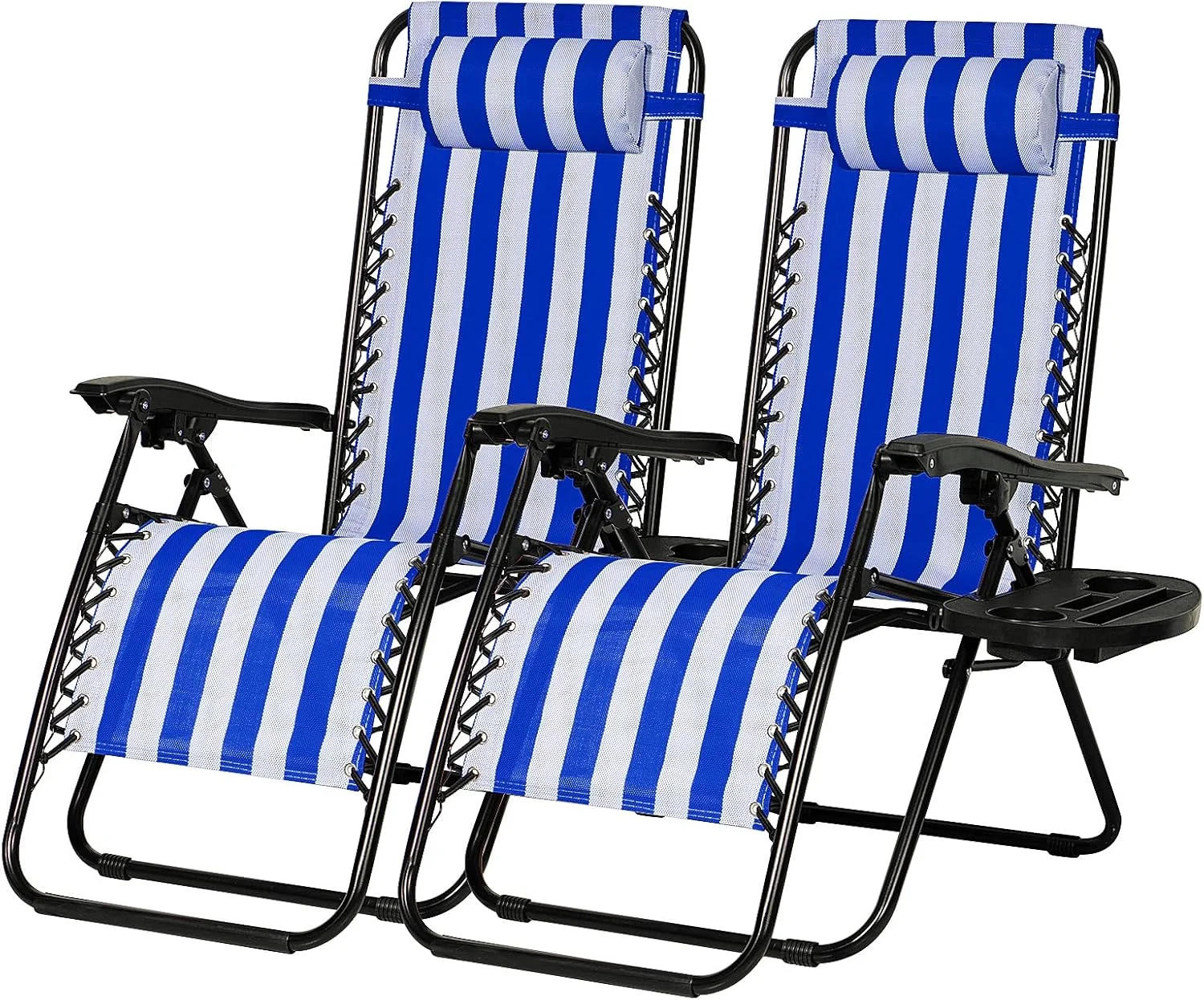 Nazhura Set of 2 Relaxing Recliners Patio Chairs Adjustable Steel Mesh Zero Gravity Lounge Chair Beach Chairs with - Image 7