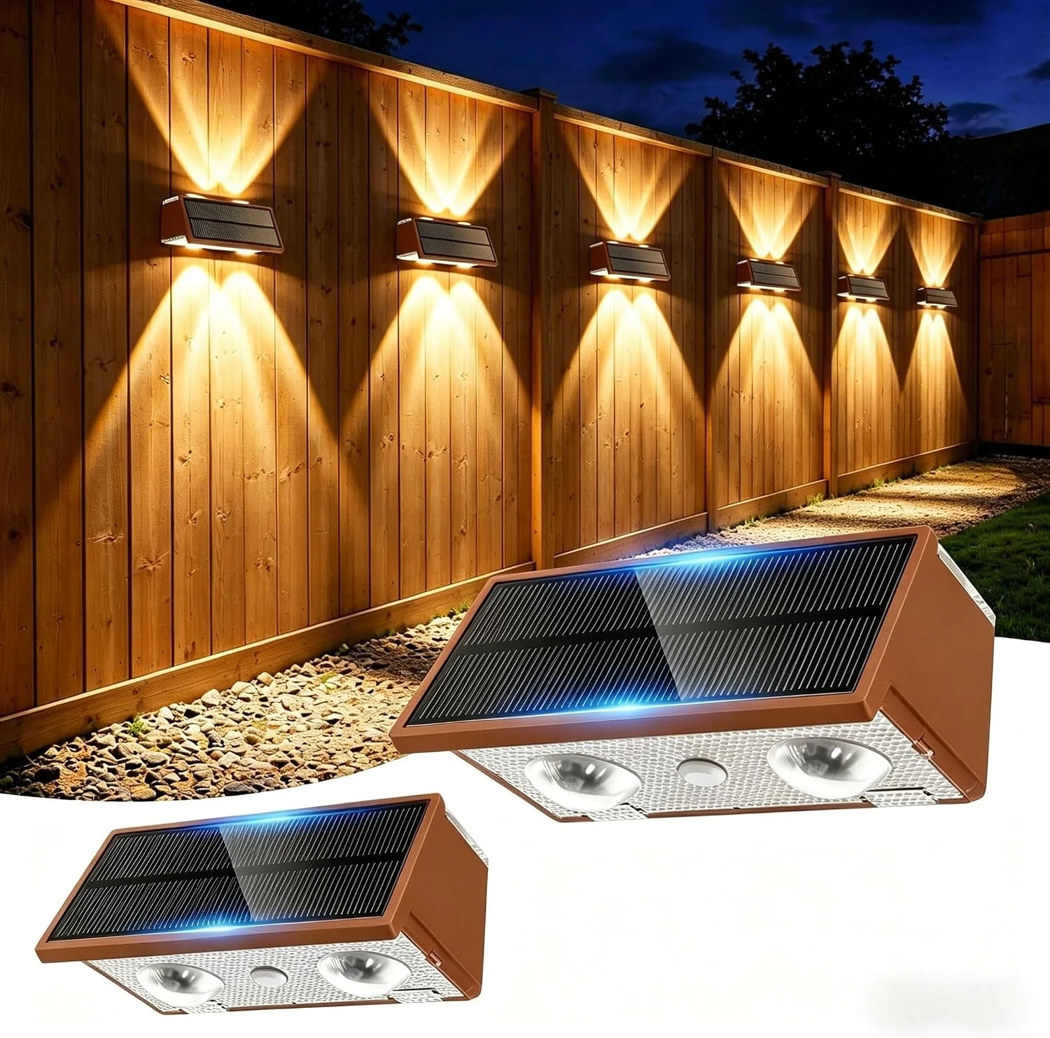 Toeuie Solar Fence Lights Outdoor, 10 Pack 100LM Fence Lights Solar Powered Waterproof, 9 Color Modes - Image 5
