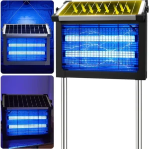 Solar Bug Zapper Outdoor, 4500V Solar Mosquito Zapper Outdoor Waterproof, 1/2 Acre Coverage Rechargeable Electric Fly