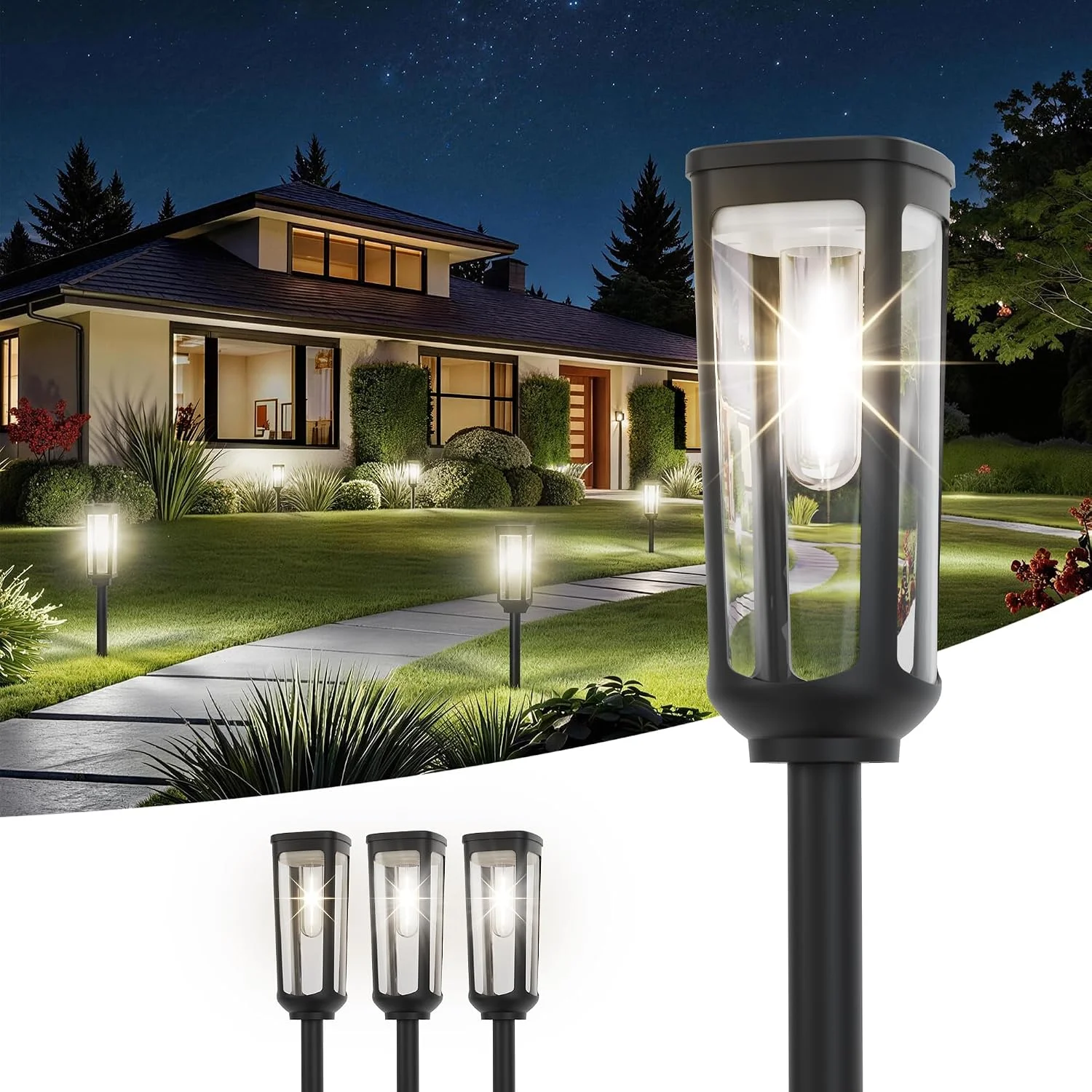 JEJOT Solar Pathway Lights Outdoor Waterproof IP65, 8 Pack Warm White Solar Walkway Lights - Image 7