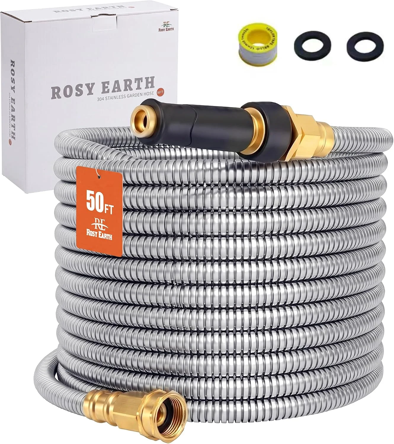 Rosy Earth Stainless Steel Garden Hose 100 FT, Heavy Duty Expandable Water Hose - Image 4