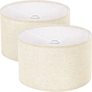 Beige Large Drum Lamp Shades Set of 2 16 Top x 16 Bottom x 10 High