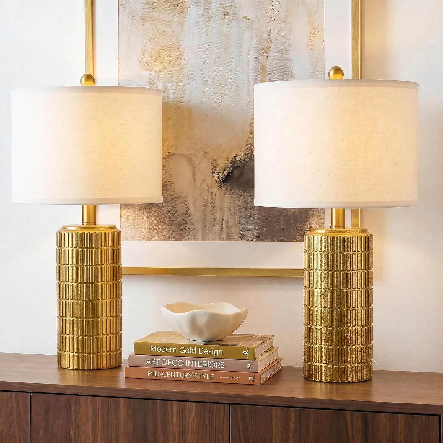 PoKat 23'' Bedside Table Lamp for Bedroom Nightstands, White Modern Bedroom Lamp - Image 5