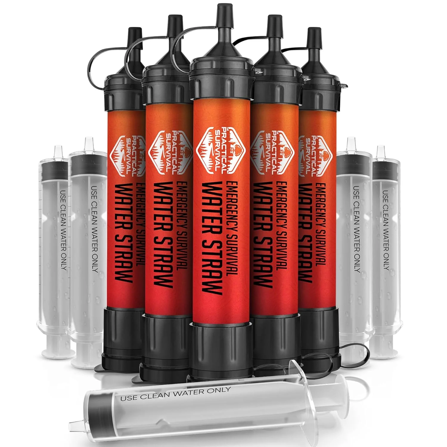 5 High-Capacity Emergency Water Straws, Lightweight, 1800-gallon Filters for Camping - Image 2