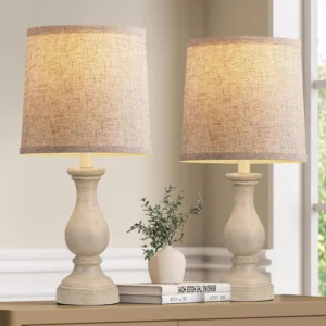 Seealle Farmhouse Table Lamps Set of 2, Rustic Lamp for Bedroom Living Room