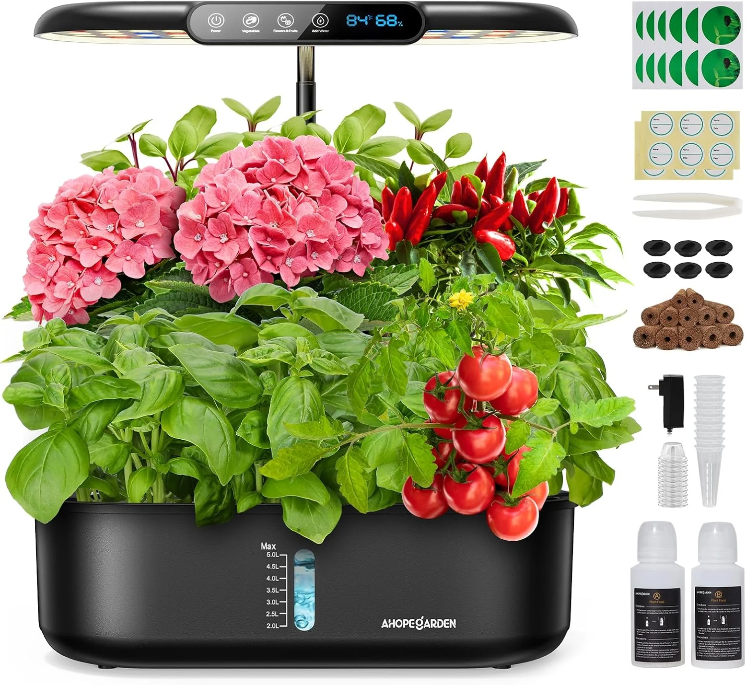 Ahopegarden Hydroponics Growing System Herb Garden: 10 Pods Indoor Garden Kit with LED Grow Light and Smart Temp & - Image 2