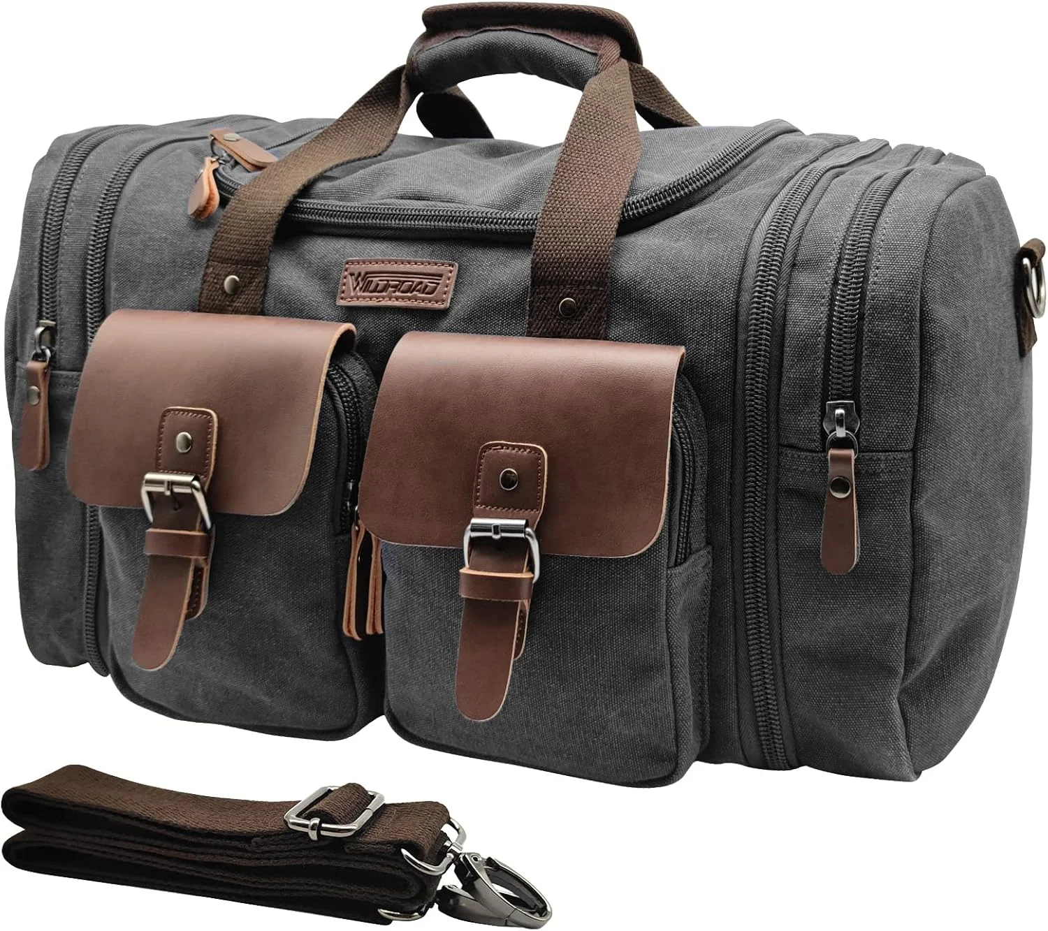 Wildroad Waxed Canvas Duffle Bag - 50L Waterproof Weekender Overnight Travel Bag - Image 11