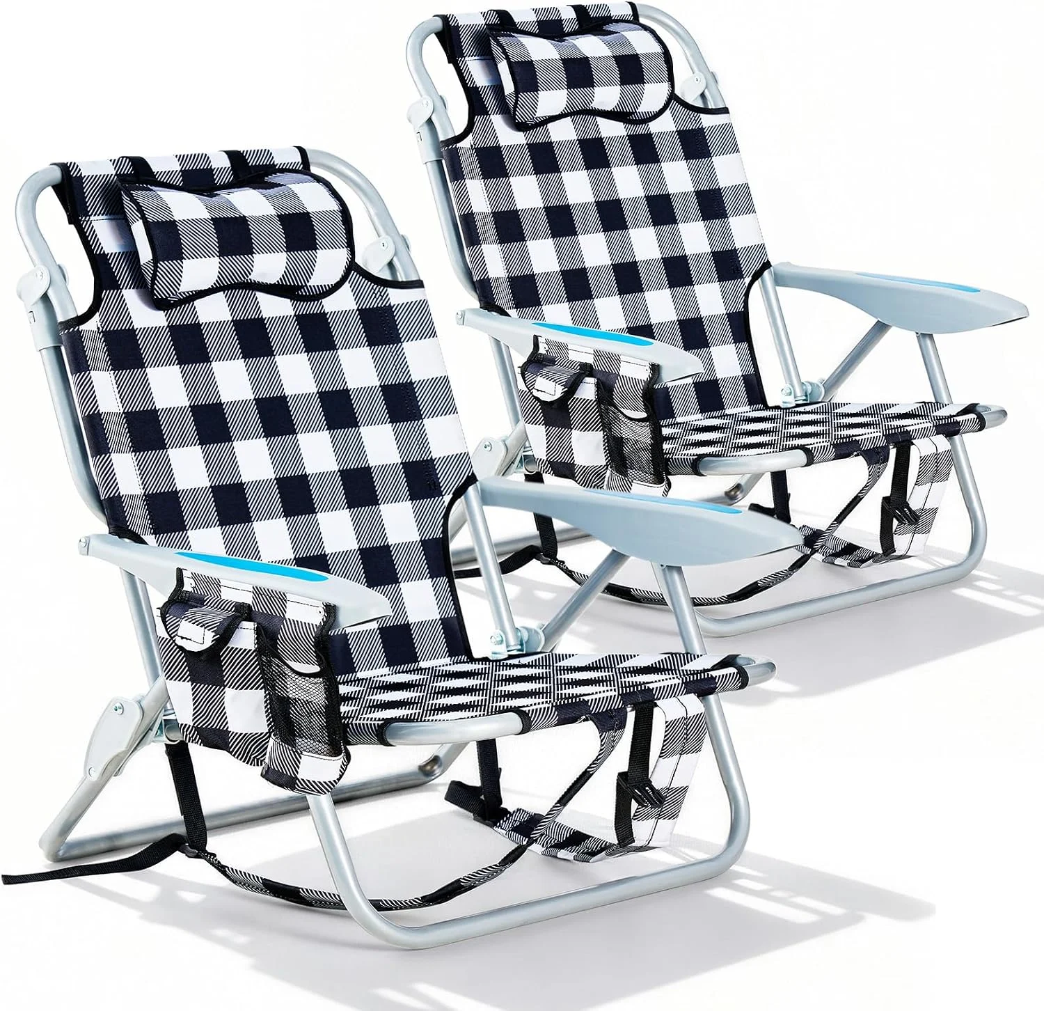 Canpsky 2 Pack Lightweight Portable Camping Beach Chair for Adults, Outdoor Lay Flat Folding Beach Chairs with 5 - Image 3