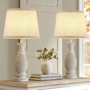 Alternative view of EJIAXIN Table Lamps Set of 2-21.6 Resin Farmhouse Bedside Lamps for Bedroom Living Room, Rotary Switch