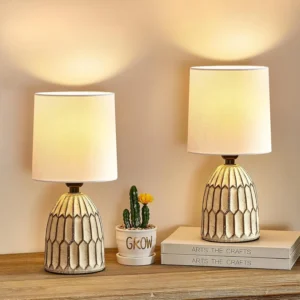 Alternative view of EJIAXIN Table Lamps Set of 2-13.5 Small Boho Lamp, Farmhouse Rustic Ceramic Table Lamp for Bedroom