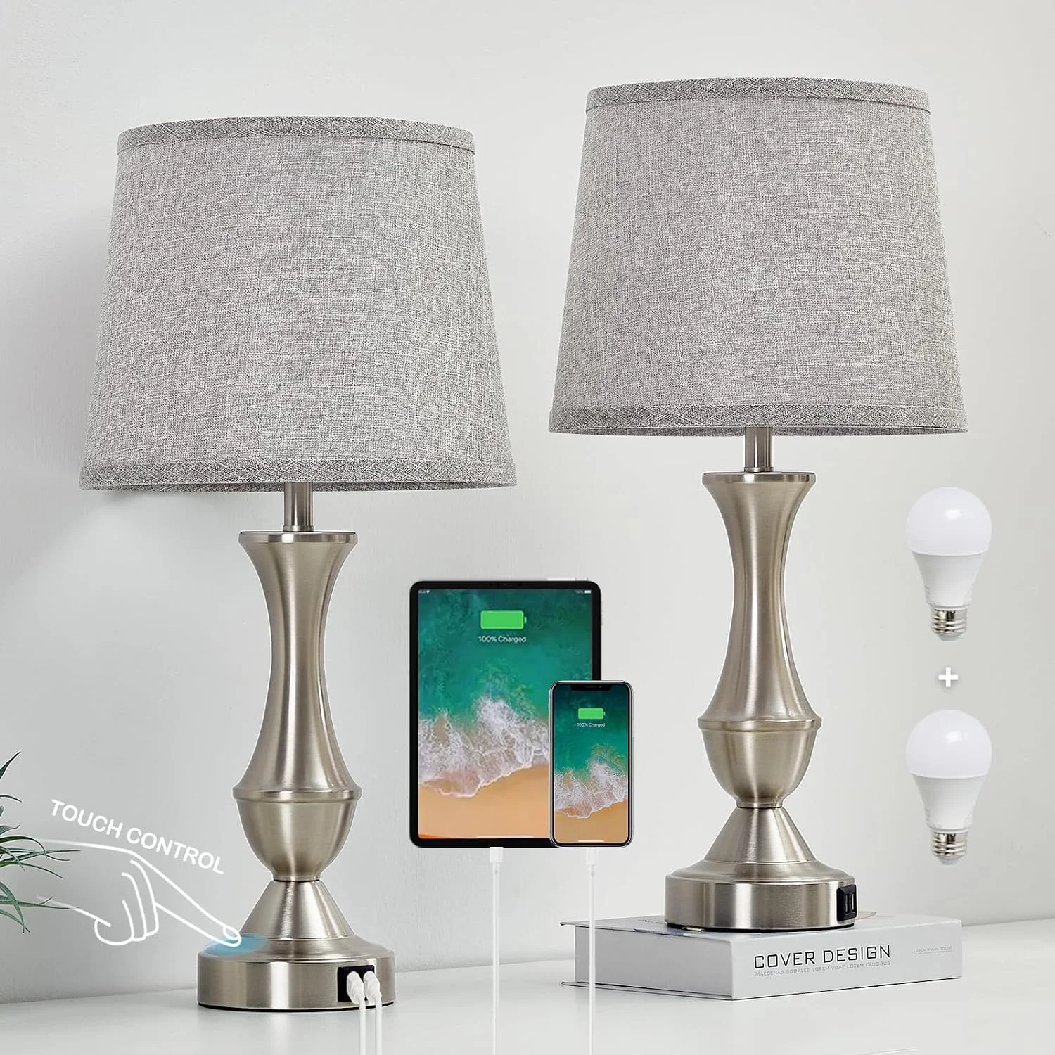 Luvkczc Table Lamp Set of 2, 19 Farmhouse Vintage Bedside Lamps for Living Room & Bedroom - Image 9