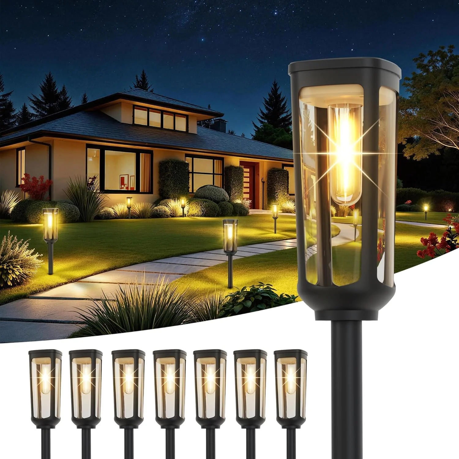 JEJOT Solar Pathway Lights Outdoor Waterproof IP65, 8 Pack Warm White Solar Walkway Lights - Image 9