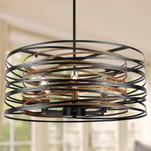 12.6'' Farmhouse Chandeliers for Dining Room, 3-Light Industrial Metal Hanging Light Fixture