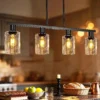 4-Light Kitchen Island Lighting, Farmhouse Chandelier with Adjustable Height & Clear Glass Shades