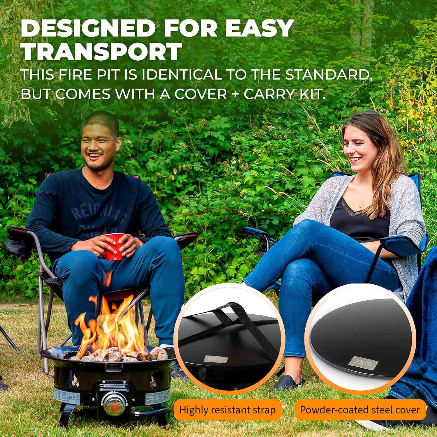 Outland Living Portable Propane Fire Pit, 19-inch, 58, 000 BTU with Fire Pit Cover & Carry Kit, Black 893 Deluxe - Image 7
