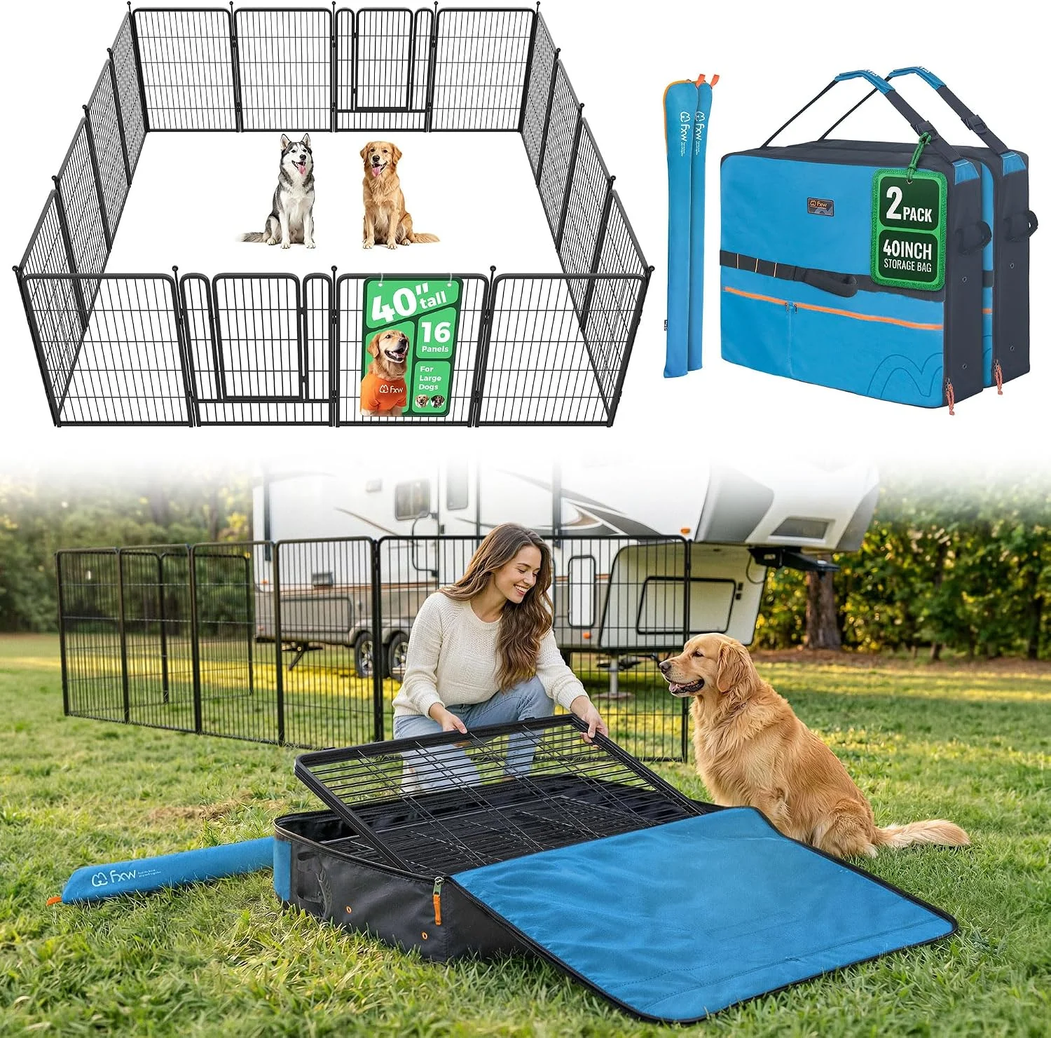 FXW Rollick Dog Playpen, Indoor, 24 H, 8 Panels - Image 49