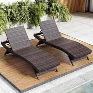 Alternative view of Nestl Chaise Lounge Chair Outdoor Set of 2, Wicker Patio Lounge Chair, Outdoor Lounge Chair with Reclining Backrest