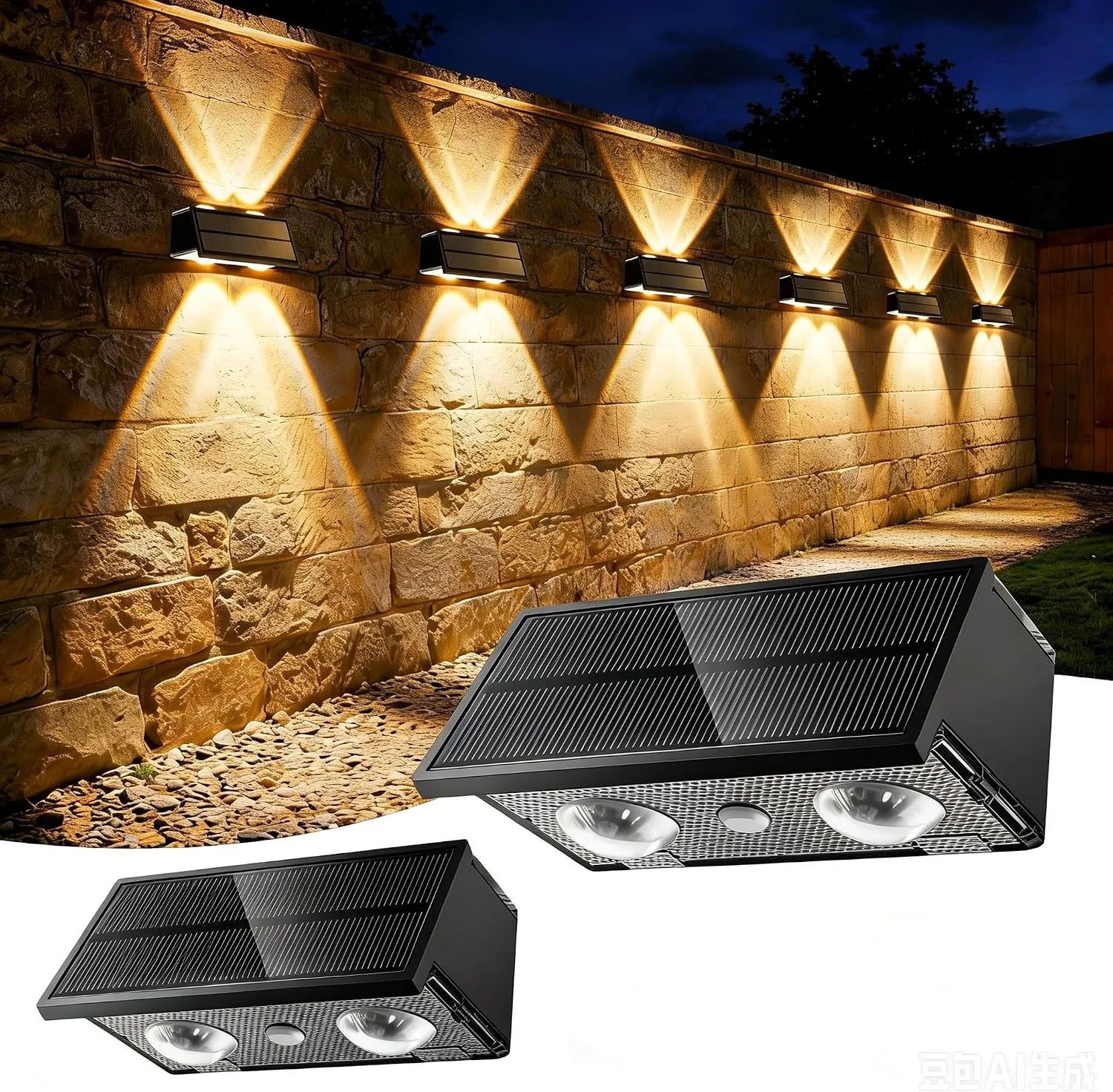 Toeuie Solar Fence Lights Outdoor, 10 Pack 100LM Fence Lights Solar Powered Waterproof, 9 Color Modes