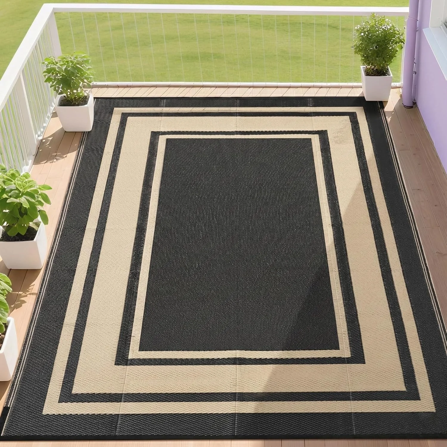 RURALITY Outdoor Rugs 8'x10' Waterproof for Patios Clearance, Plastic Straw Mats for RV - Image 3