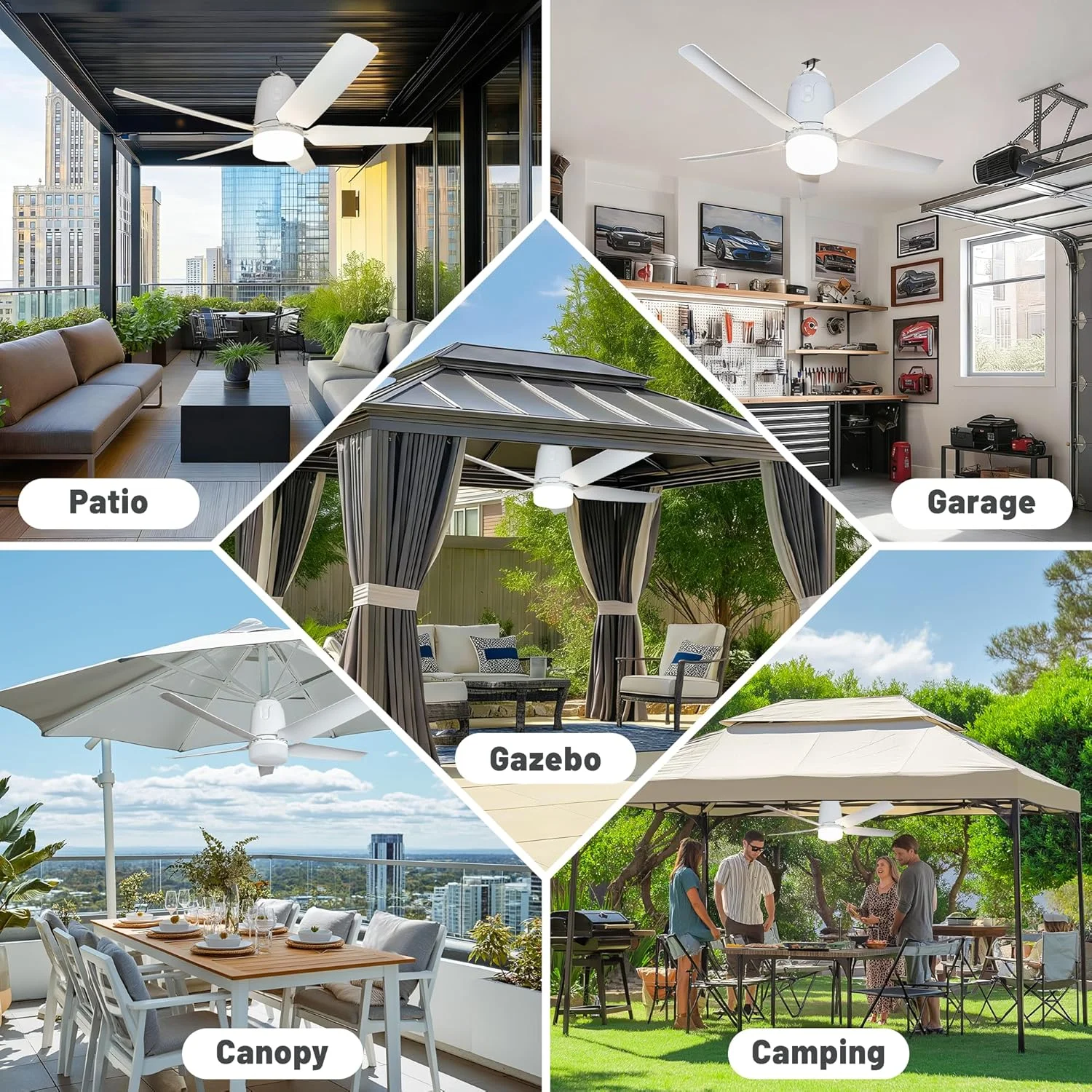 Gazebo Outdoor Ceiling Fan Light 31.5'', 40000mAh Large Portable Ceiling Fan With Remote and Hanging Hook, 4 Wind Speeds - Image 7