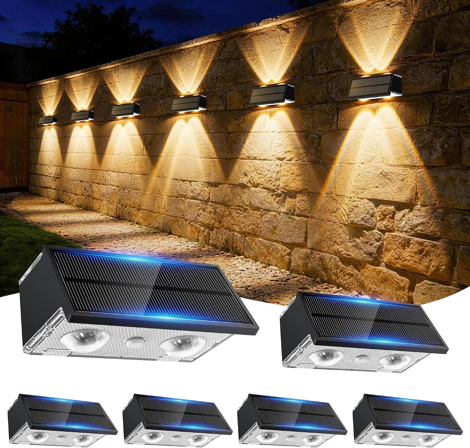 Toeuie Solar Fence Lights Outdoor, 10 Pack 100LM Fence Lights Solar Powered Waterproof, 9 Color Modes - Image 2