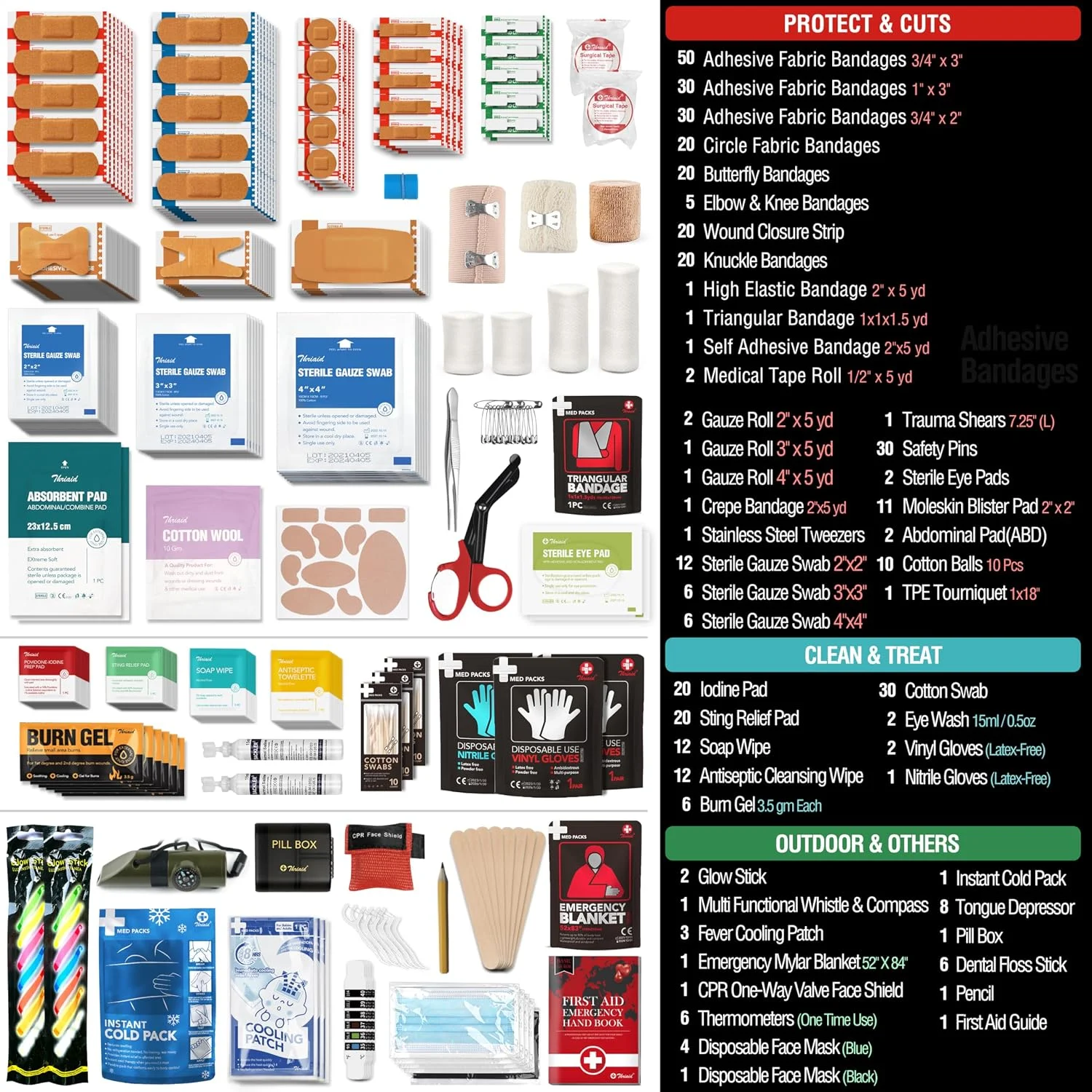 430 Piece First Aid Kit, Well-Organized Premium Waterproof Compact Trauma Medical Kits for Any Emergencies - Image 6