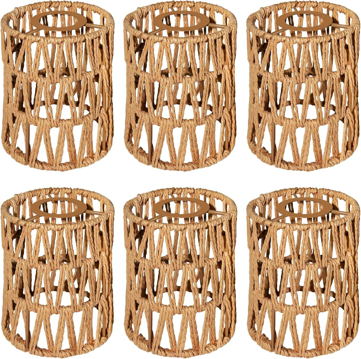 LUCORUSC Hanging Light Lamp Shades Boho Rattan Lamp Shades - Image 9