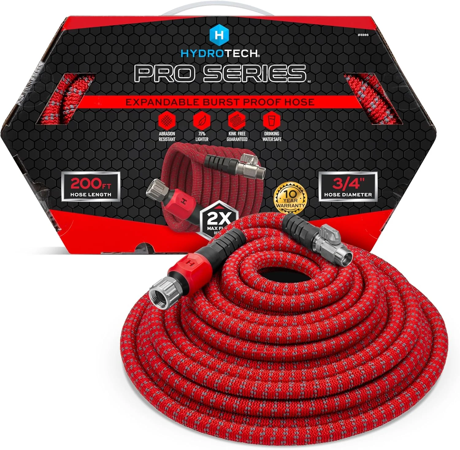 HydroTech Pro Series 100 ft Max Flow Garden Hose, 3/4 in Diameter, Patented Force Control Technology delivers 2x max - Image 4