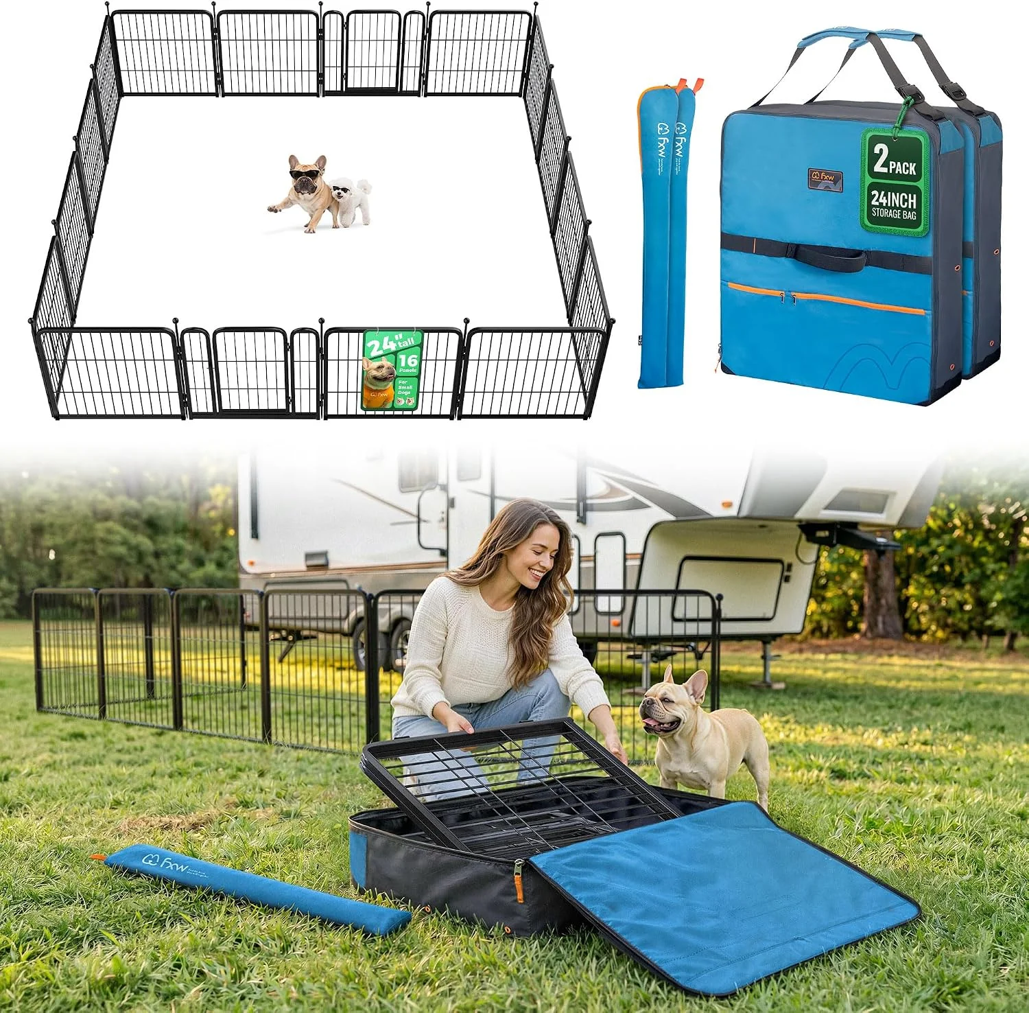 FXW Rollick Dog Playpen, Indoor, 24 H, 8 Panels - Image 53