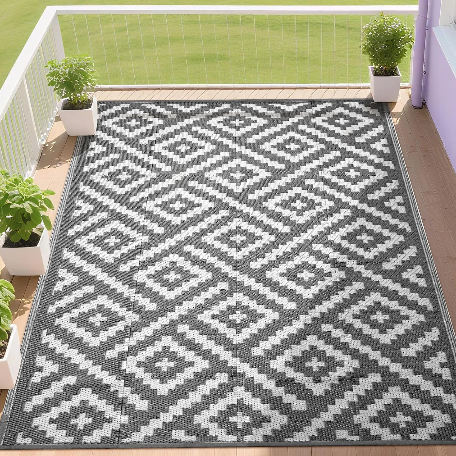 RURALITY Outdoor Rugs 8'x10' Waterproof for Patios Clearance, Plastic Straw Mats for RV - Image 4