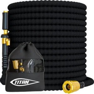 Alternative view of TITAN Flexible Garden Hose 100FT, Ultra Lightweight, Heavy Duty Water Hose with Brass Fittings & Jet Nozzle